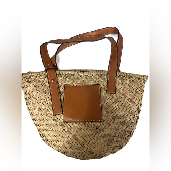 Straw Basket Tote Bag for Women PU Leather Strap Hollow Woven Top Handle… - Picture 6 of 7